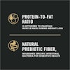 relación proteína-grasa, fibra prebiótica natural