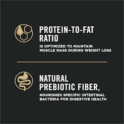 relación proteína-grasa, fibra prebiótica natural