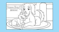coloring book page with outlined dog and cat 