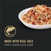 Hecho con carne real de lenguado para un sabor que a los gatos les encanta