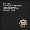 25 percent less fat than pro plan complete essentials classic chicken and rice entree for adult dogs