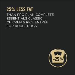25 percent less fat than pro plan complete essentials classic chicken and rice entree for adult dogs