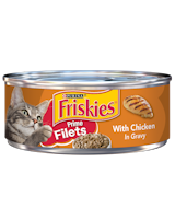 Alimento húmedo para gatos adultos Friskies filetes de primera con pollo en salsa preparada con jugo de cocción