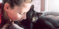 black cat and girl