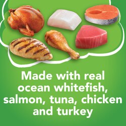Made with whitefish salmon tuna chicken and turkey