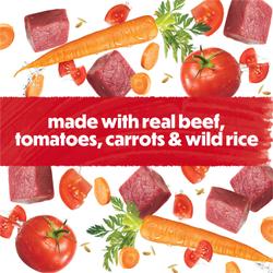 made with real beef, tomatoes, carrots and wild rice
