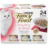 Paquete surtido de 24 unidades de alimento para gatos Fancy Feast, colección <i>gourmet</i> de carne de aves y res asada