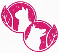 cat and dog icons with leaves