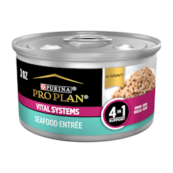 Purina Pro Plan Wet Cat Food Vital Systems Seafood Entree in Wet Cat Food Gravy 4-in-1 Immune, Brain, Muscle and Vision
