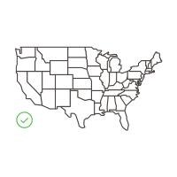 Line drawing of the United States of America except Alaska, Hawaii and Puerto Rico