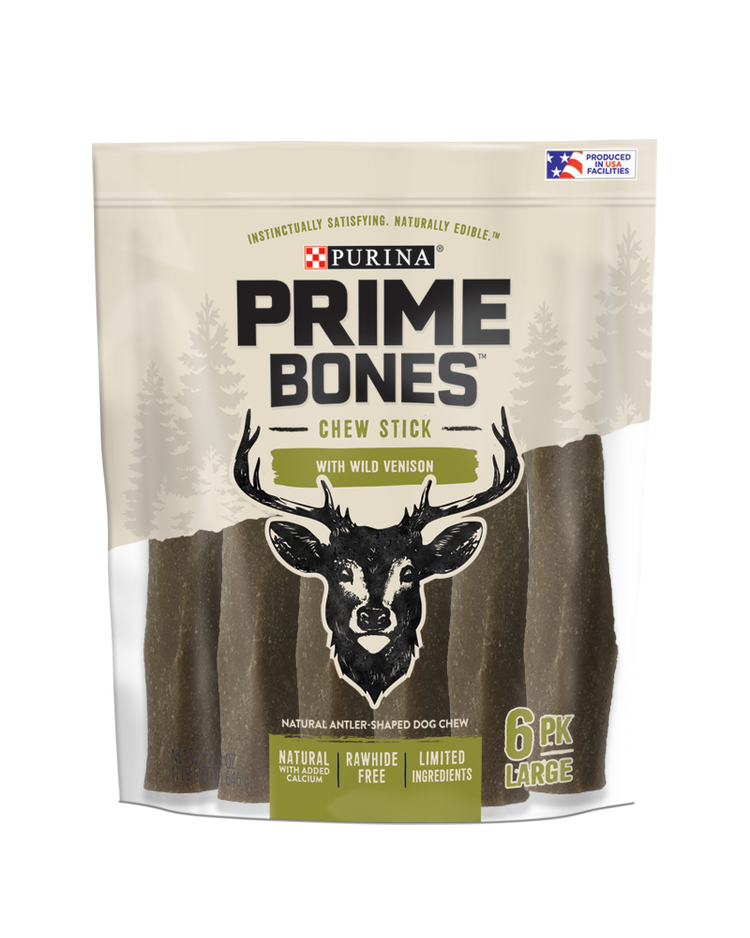 Prime Bones Rawhide-Free Chew Stick With Wild Venison Large Dog Chews