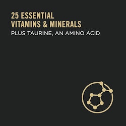 25 essential vitamins & minerals plus Taurine, an amino acid