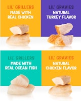 Lil' Grillers made with real chicken and real ocean fish. Lil' Gravies natural turkey and chicken flavor.
