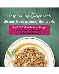 Inspired by exceptional dishes from around the world. Beef & Pork Milanese Recipe with Potatoes & Carrots in a Savory Juices