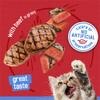 With beef in gravy. Great taste. No artificial colors or preservatives seal.