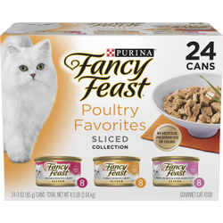 Fancy Feast Sliced Poultry Favorites in Wet Cat Food Gravy 24 Ct Variety Pack
