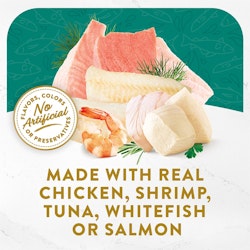 Made With Real Chicken, Shrimp, Tuna, Whitefish or Salmon