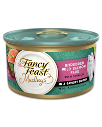 Fancy Feast Medleys Shredded Wild Salmon Fare With Spinach in a Savory Broth Wet Cat Food 