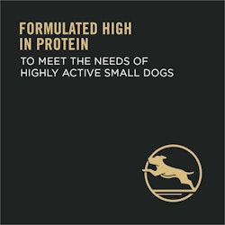 formulated high in protein to meet the needs of highly active small dogs