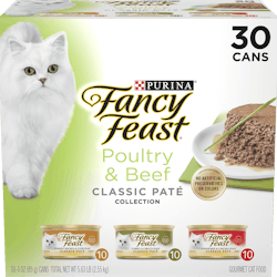 Fancy Feast Poultry & Beef Paté Wet Cat Food Variety Pack – 30 Cans