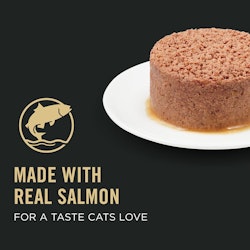Hecho con carne real de salmón para lograr un sabor que los gatos aman