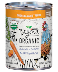 Beyond Organic Chicken & Carrot Recipe Ground Entrée with Broth Natural Wet Dog Food