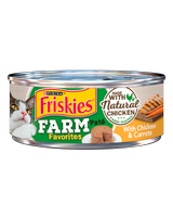 Toma del envase de Friskies Farm Favorites Paté With Chicken & Carrots