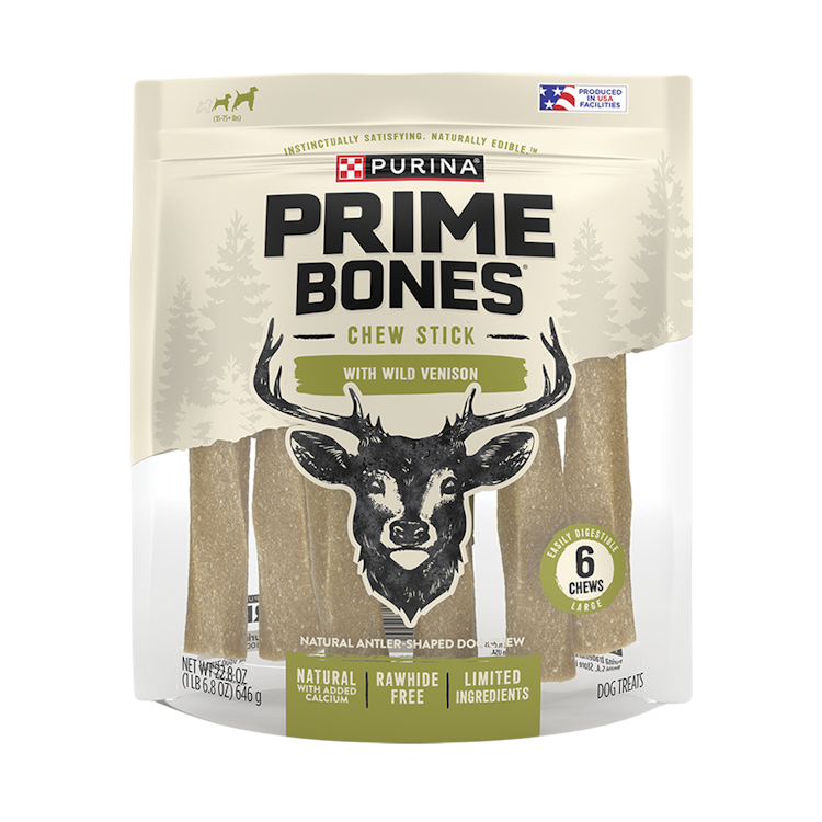 Prime Bones Rawhide-Free Chew Stick With Wild Venison Large Dog Chews