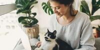 A cat with a woman