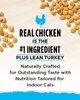 El ingrediente principal es la carne real de pollo, además de pavo magro. Elaborado de forma natural para obtener un sabor excepcional con una nutrición adaptada para gatos domésticos.