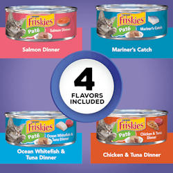Paquete variado de 40 unidades de alimento húmedo para gatos Friskies de los patés favoritos de mariscos y pollo