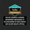 This diet promotes a uniary environment unfavorable to the development of both struvite