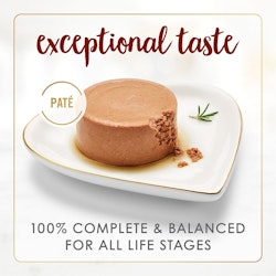 Exceptional taste. 100 percentage complete and balanced for all life stages.