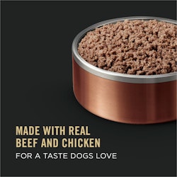 Hecho con carne real de res y pollo para lograr un sabor que los perros aman