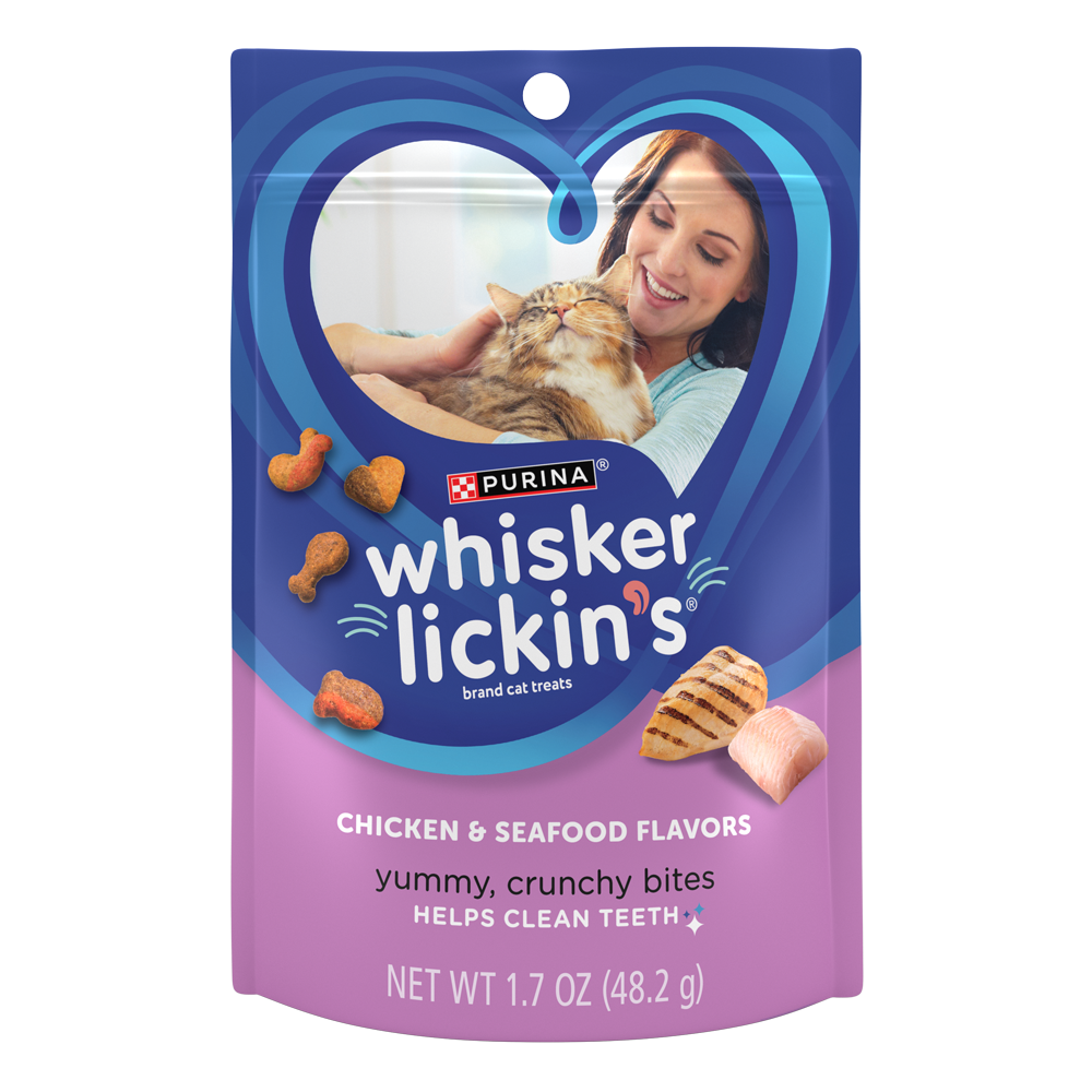Purina Whisker Lickin' Chicken & Seafood Cat Treats, 6.5 Oz - Crunchy Cat Snacks