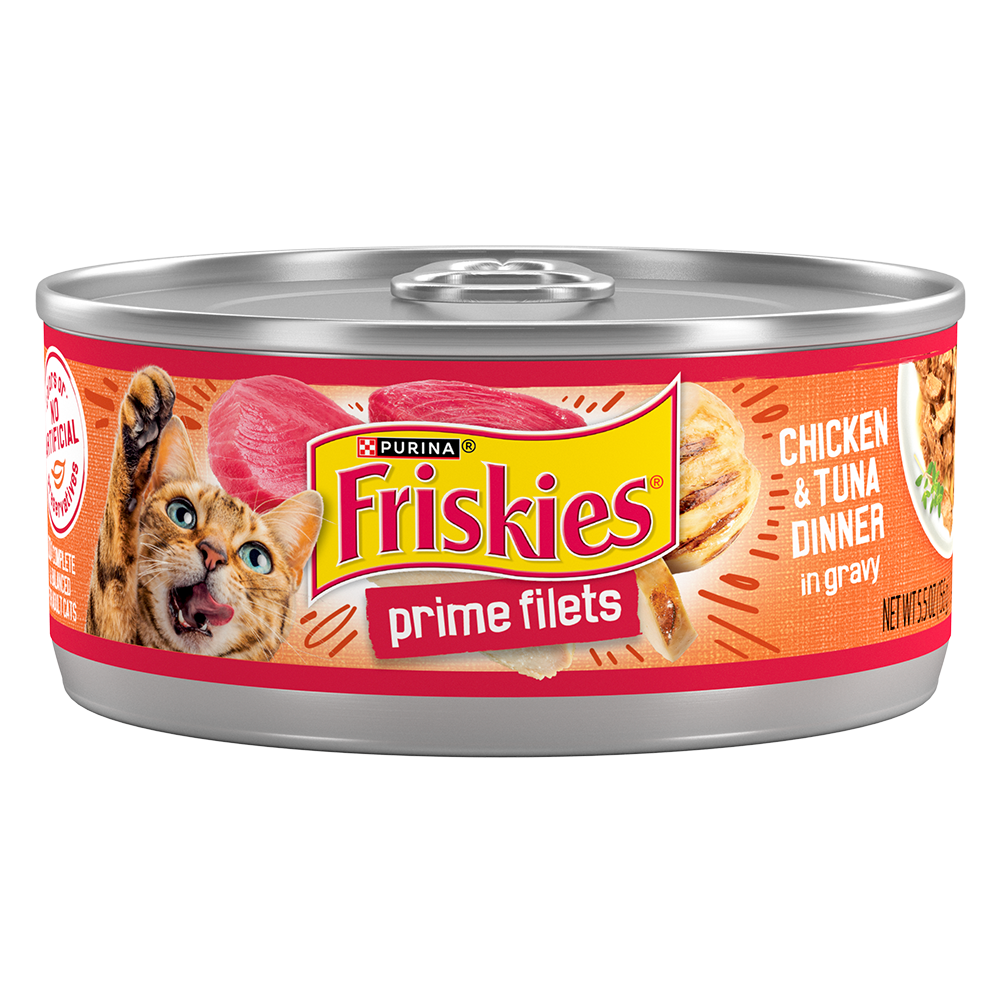 Friskies Prime Filets Chicken & Tuna Dinner in Gravy Canned Cat Food