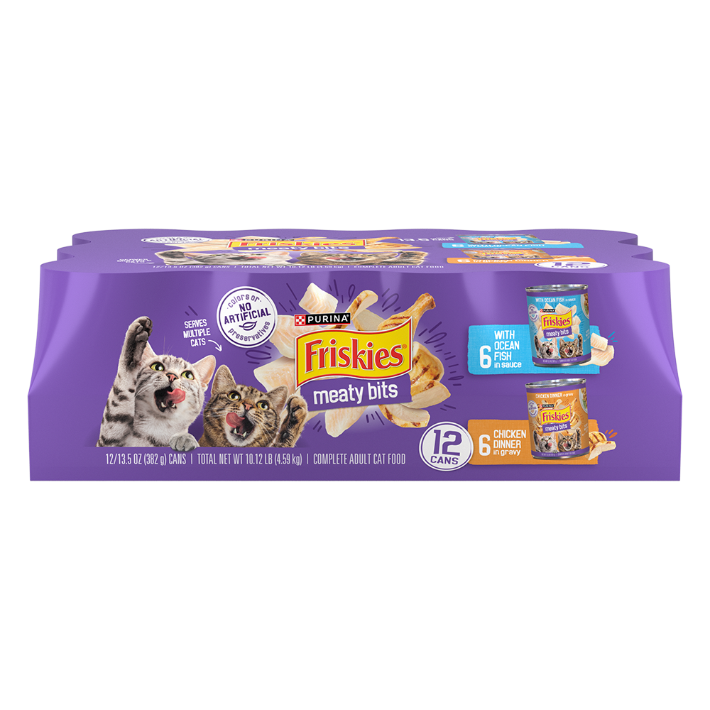 Friskies Meaty Bits With Ocean Fish in Sauce & Chicken Dinner in