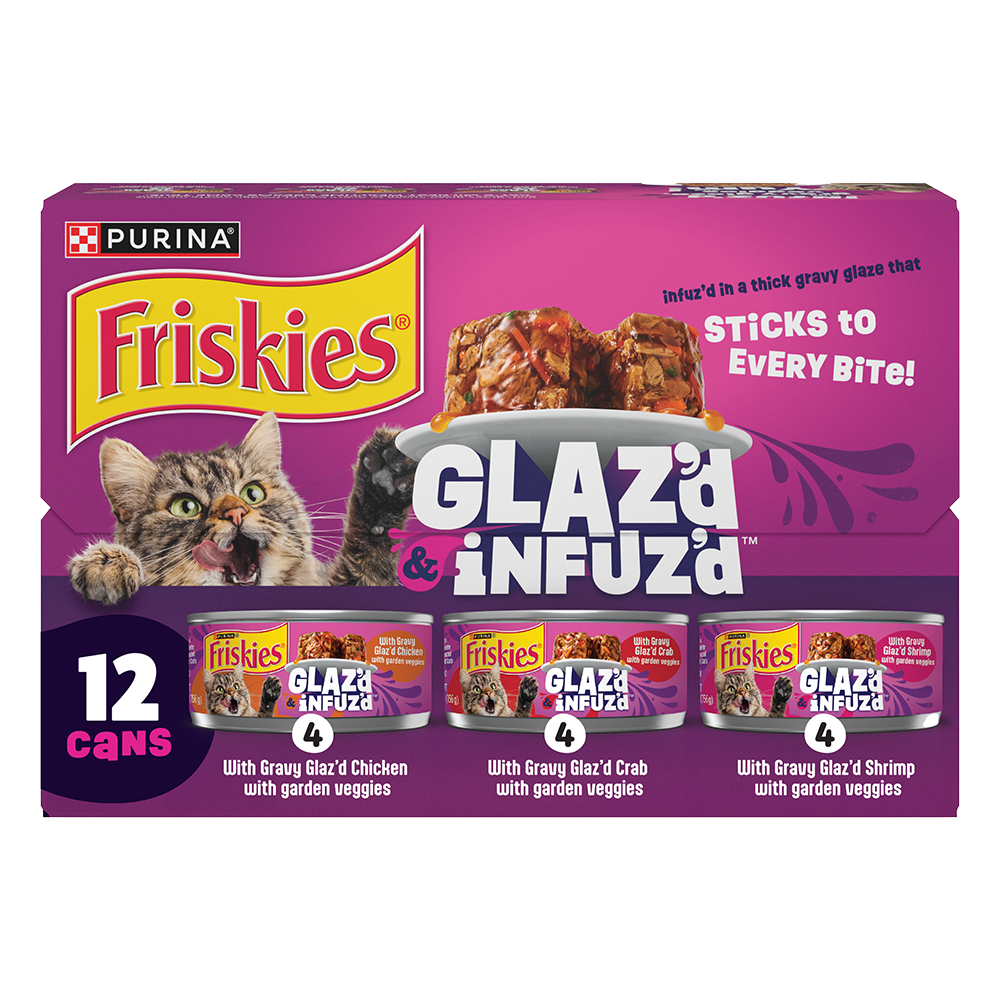 Friskies Glaz'd & Infuz'd Wet Cat Food 12 Count Variety Pack With