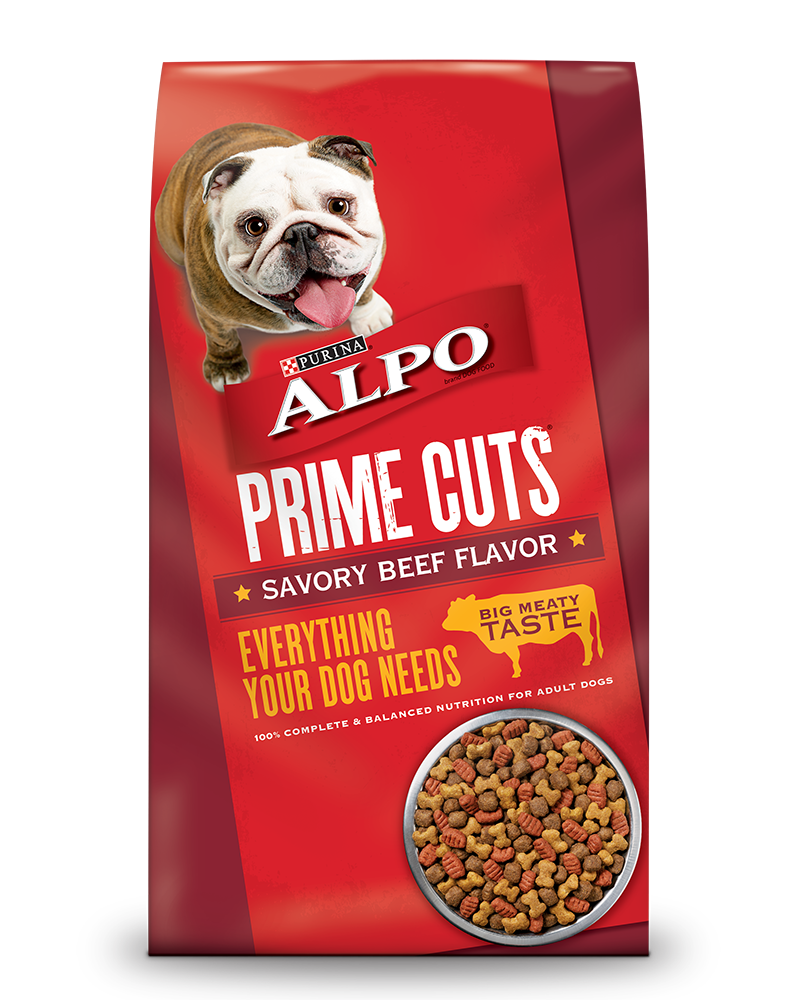 Lot of 2) NEW Purina Alpo Prime Cuts Savory Beef Flavor Adult Dog Food 1 Lb  Box