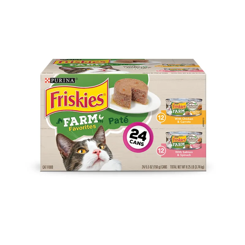 Alimento húmedo para gatos Friskies Farm Favorites Paté Wet Cat Food en paquete variado de 24 unidades 