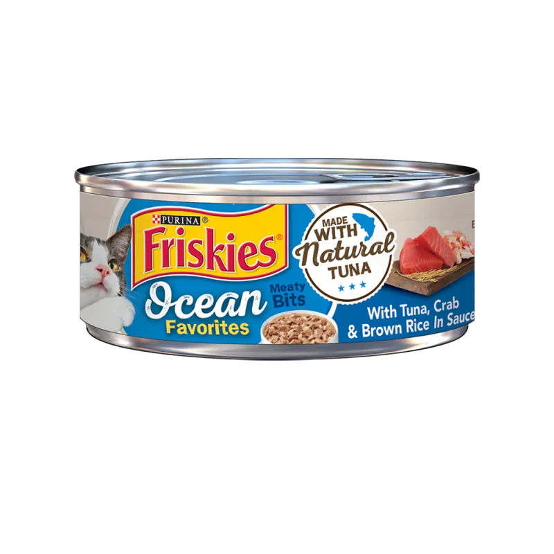 Alimento húmedo para gatos Friskies Ocean Favorites Meaty Bits With Tuna, Crab & Brown Rice In Sauce  