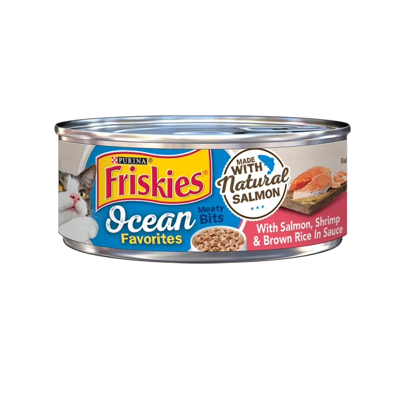 Friskies Ocean Favorites Meaty Bits With Salmon, Shrimp & Brown Rice In Sauce Wet Cat Food