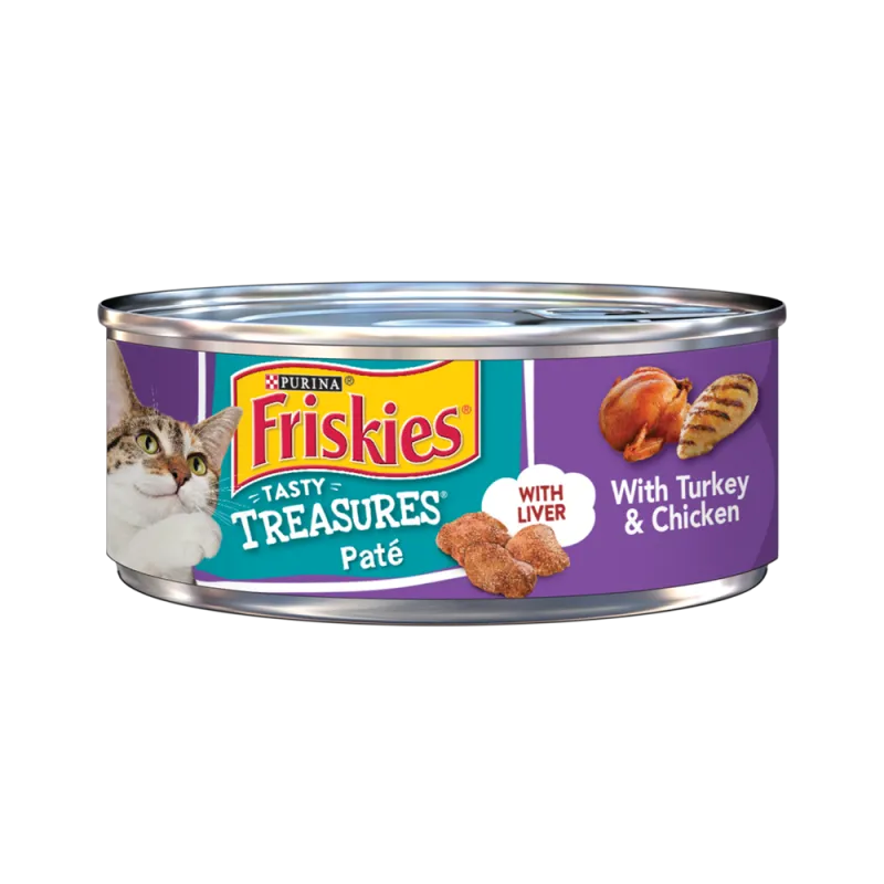 Alimento húmedo para gatos con paté con pavo y pollo Friskies tesoros sabrosos