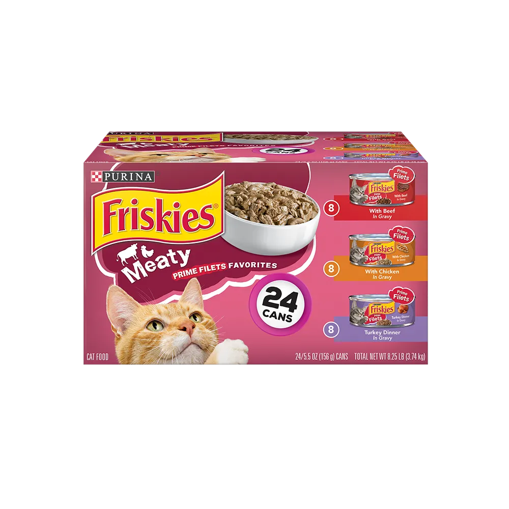 Friskies Meaty Prime Filets Favorites Wet Cat Food 24 Ct Variety Pack