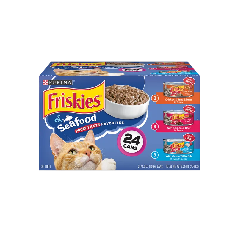 Friskies Seafood Prime Filets Favorites Wet Cat Food 24 Ct Variety Pack