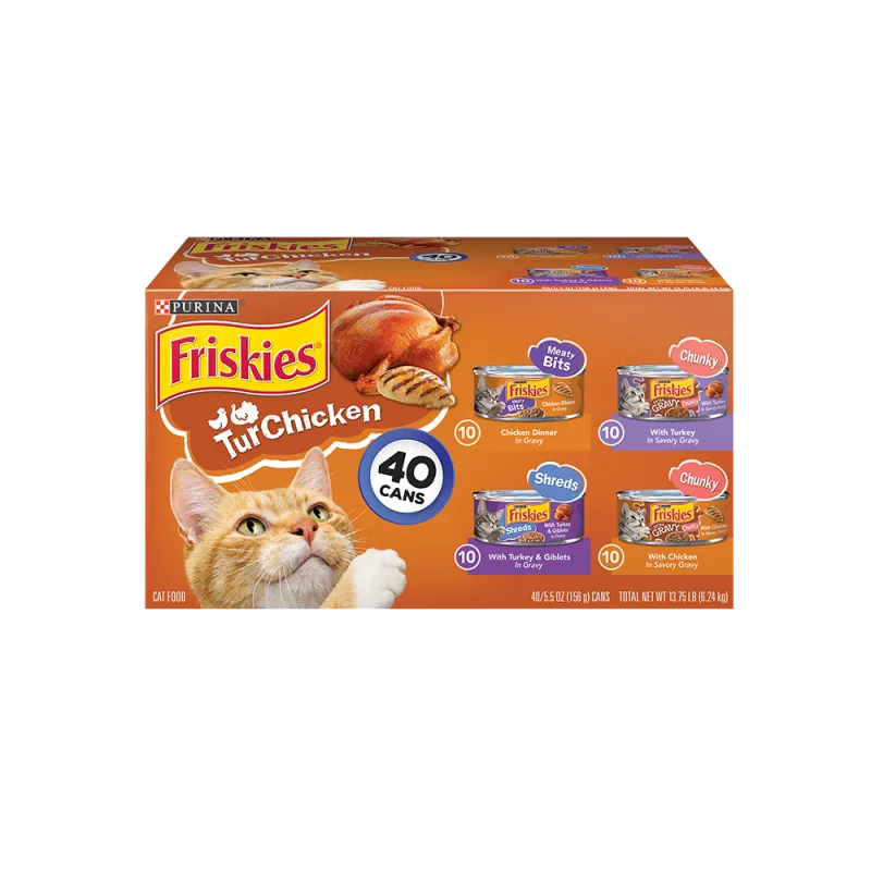 Paquete variado de 40 unidades de alimento húmedo para gatos Friskies TurChicken