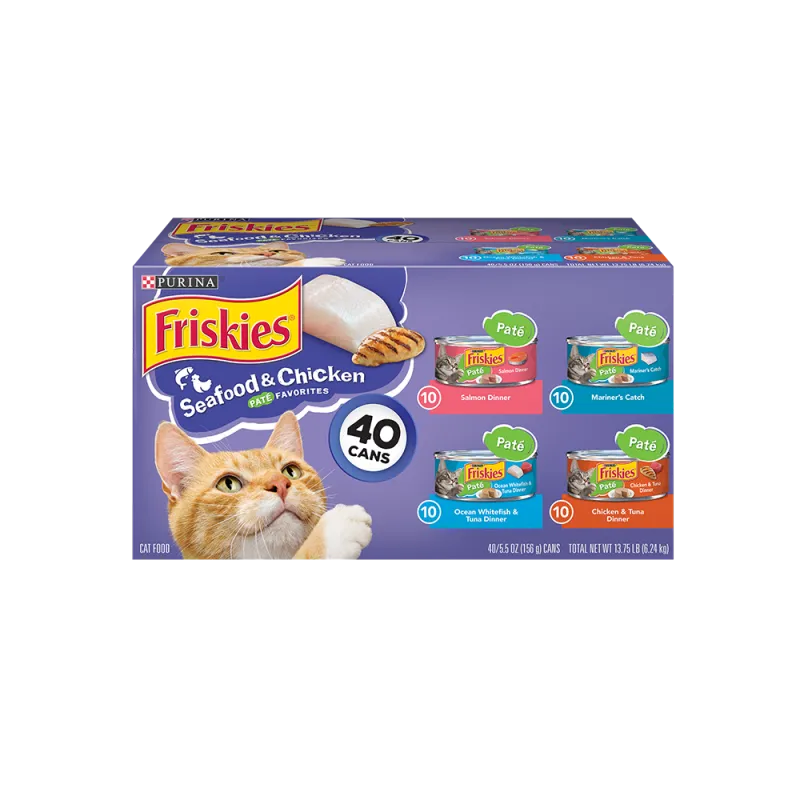 Friskies Seafood & Chicken Paté Favorites Wet Cat Food 40 Ct Variety Pack