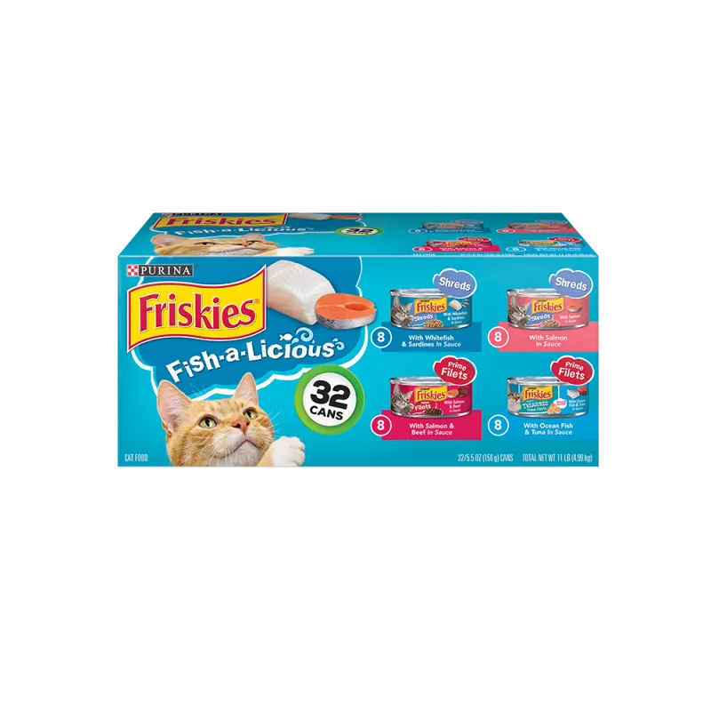 Paquete variado de 32 unidades de alimento húmedo para gatos Friskies delicia es-pez-cial