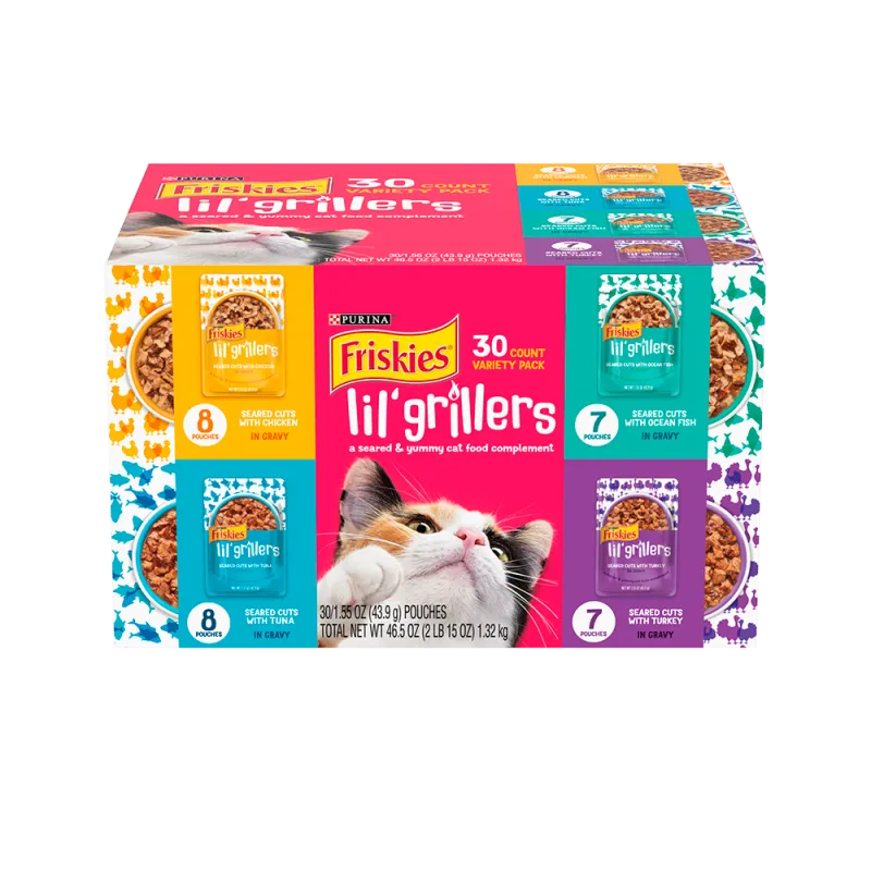 Friskies Lil' Grillers Cat Food Complement 30 Ct Variety Pack