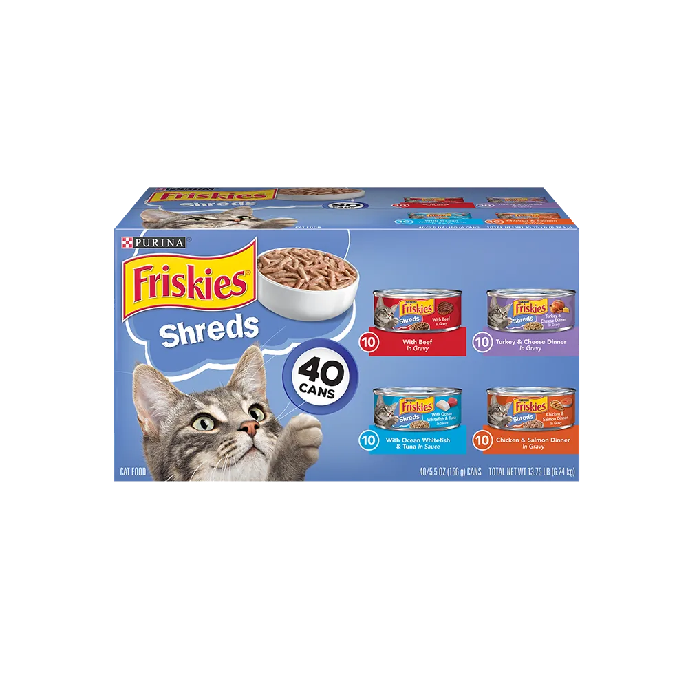 Friskies Shreds Wet Cat Food 40 Ct Variety Pack